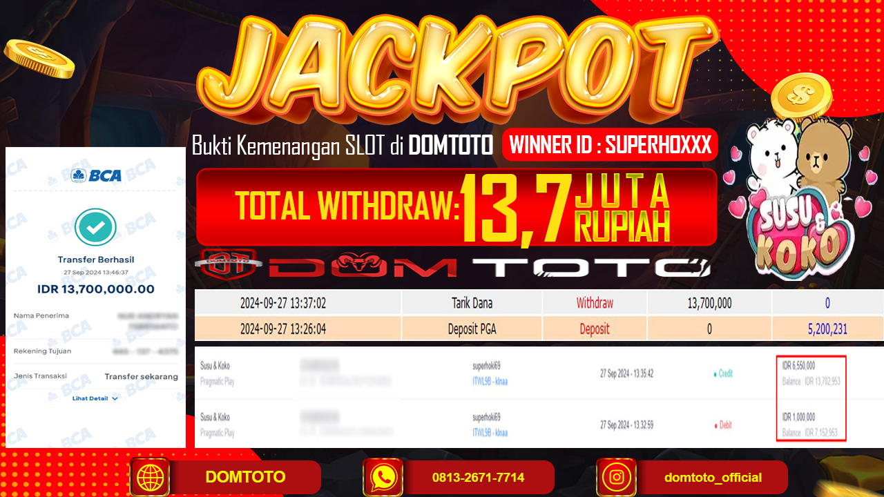 JACKPOT SLOT SUSU & COCO 27 SEPTEMBER 2024